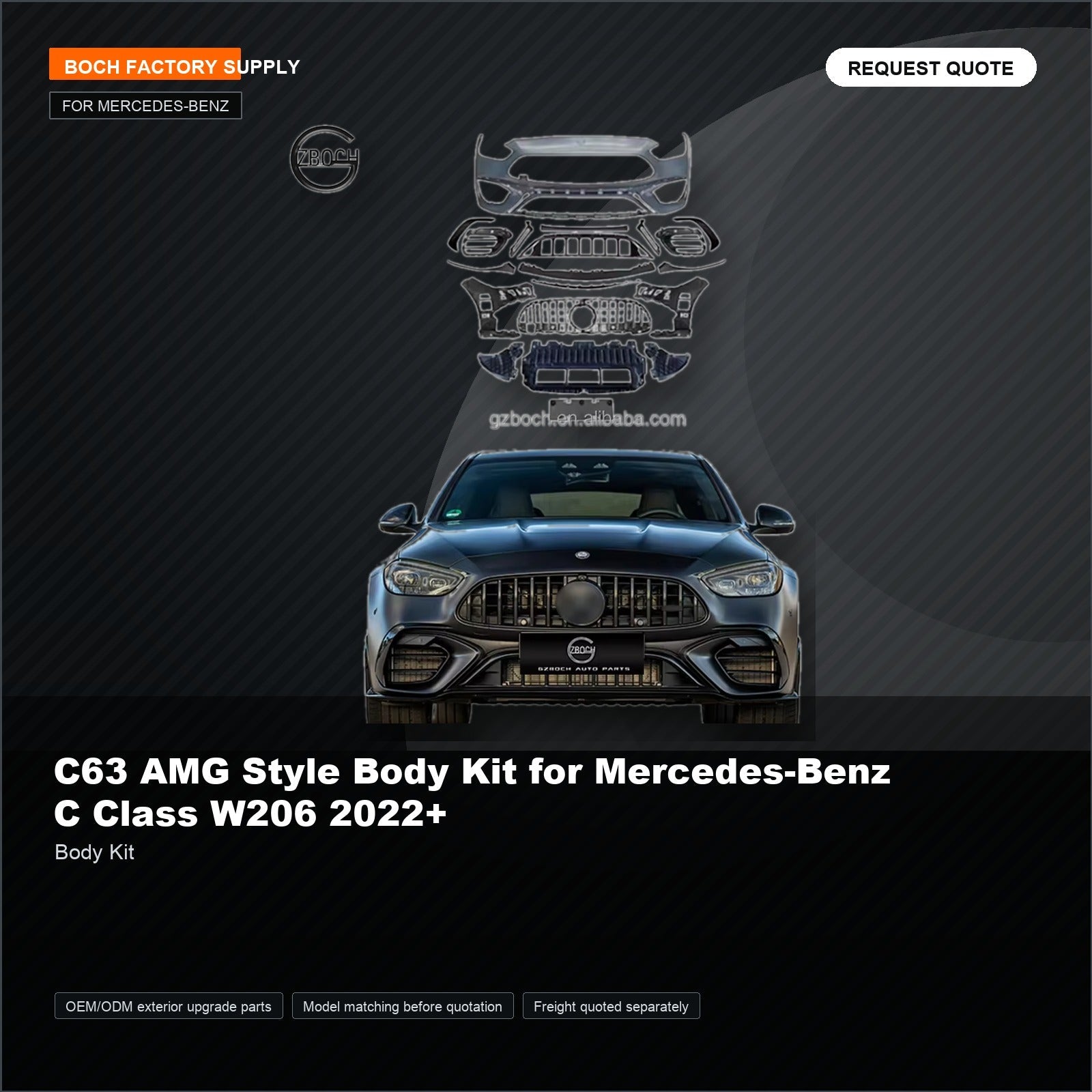 C63 AMG Style Body Kit for Mercedes-Benz C Class W206 2022+