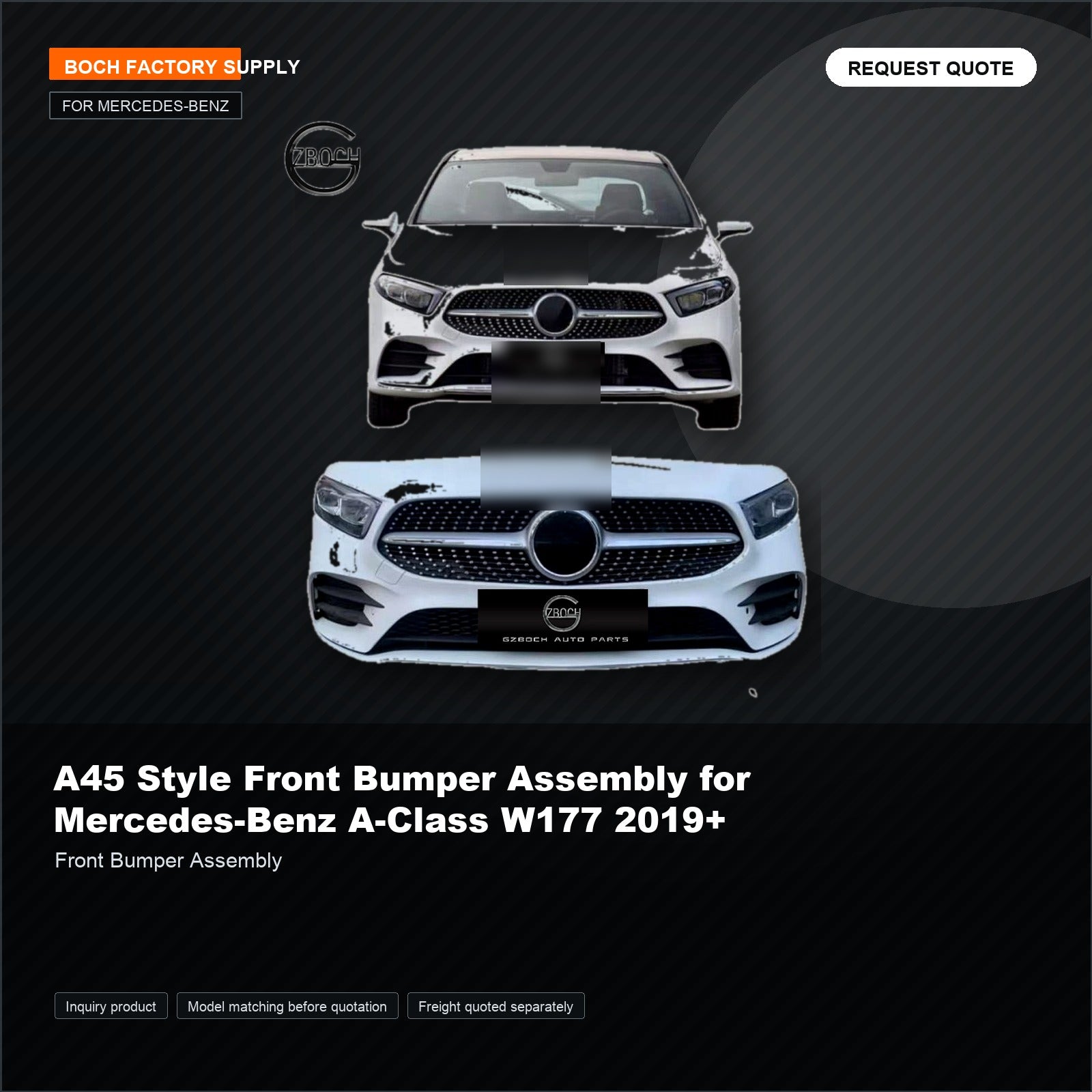 A45 Style Front Bumper Assembly for Mercedes-Benz A-Class W177 2019+