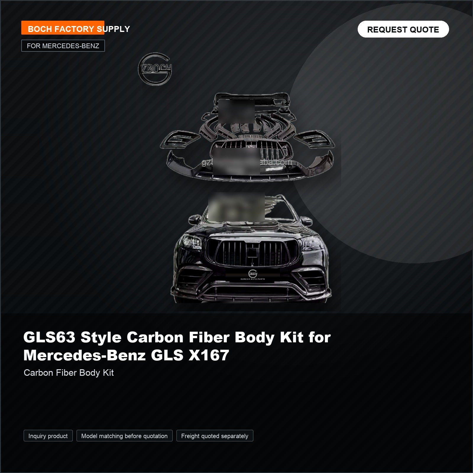 GLS63 Style Carbon Fiber Body Kit for Mercedes-Benz GLS X167