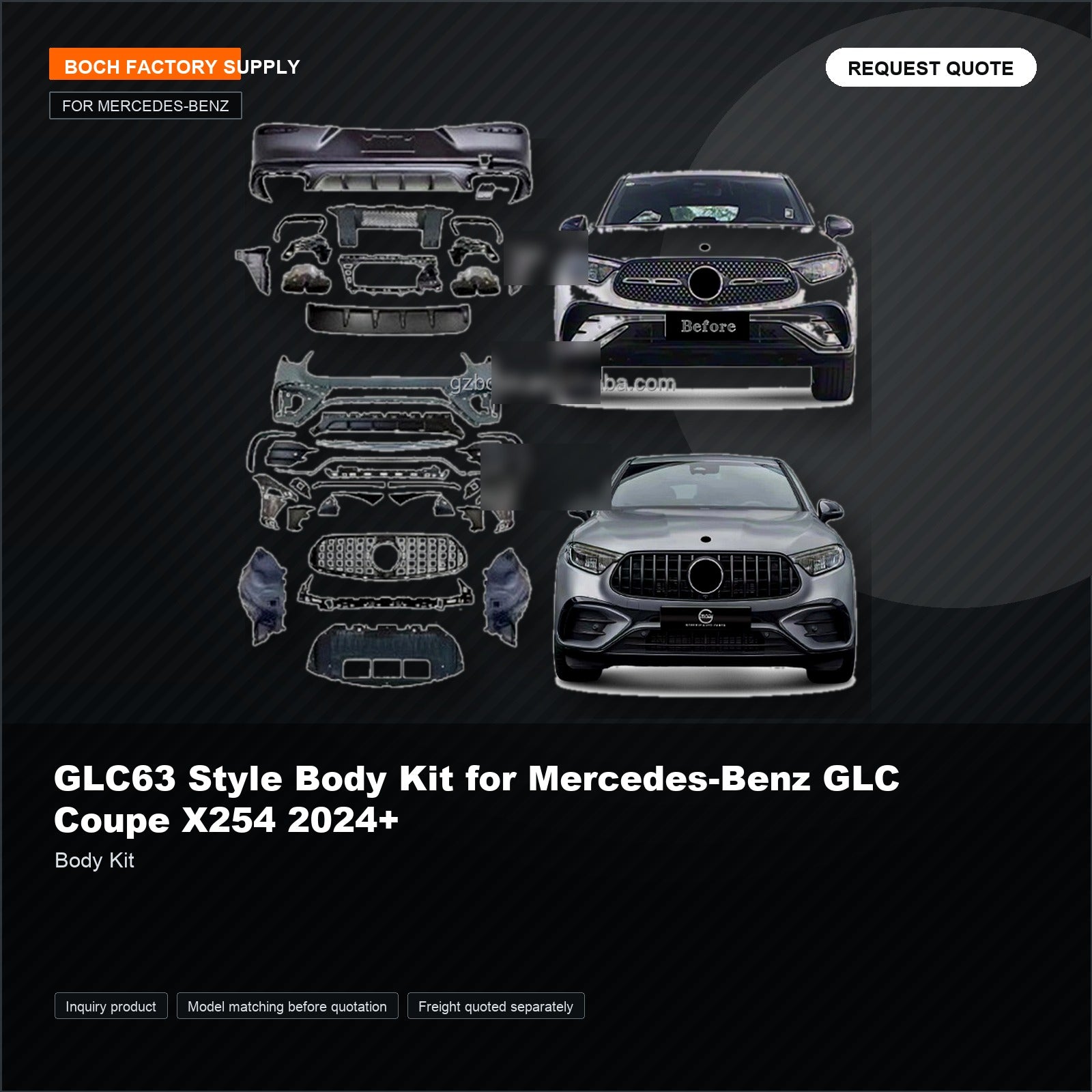 GLC63 Style Body Kit for Mercedes-Benz GLC Coupe X254 2024+