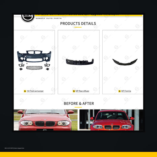 1M style body kit for BMW 1 Series E82 E87 black background product image