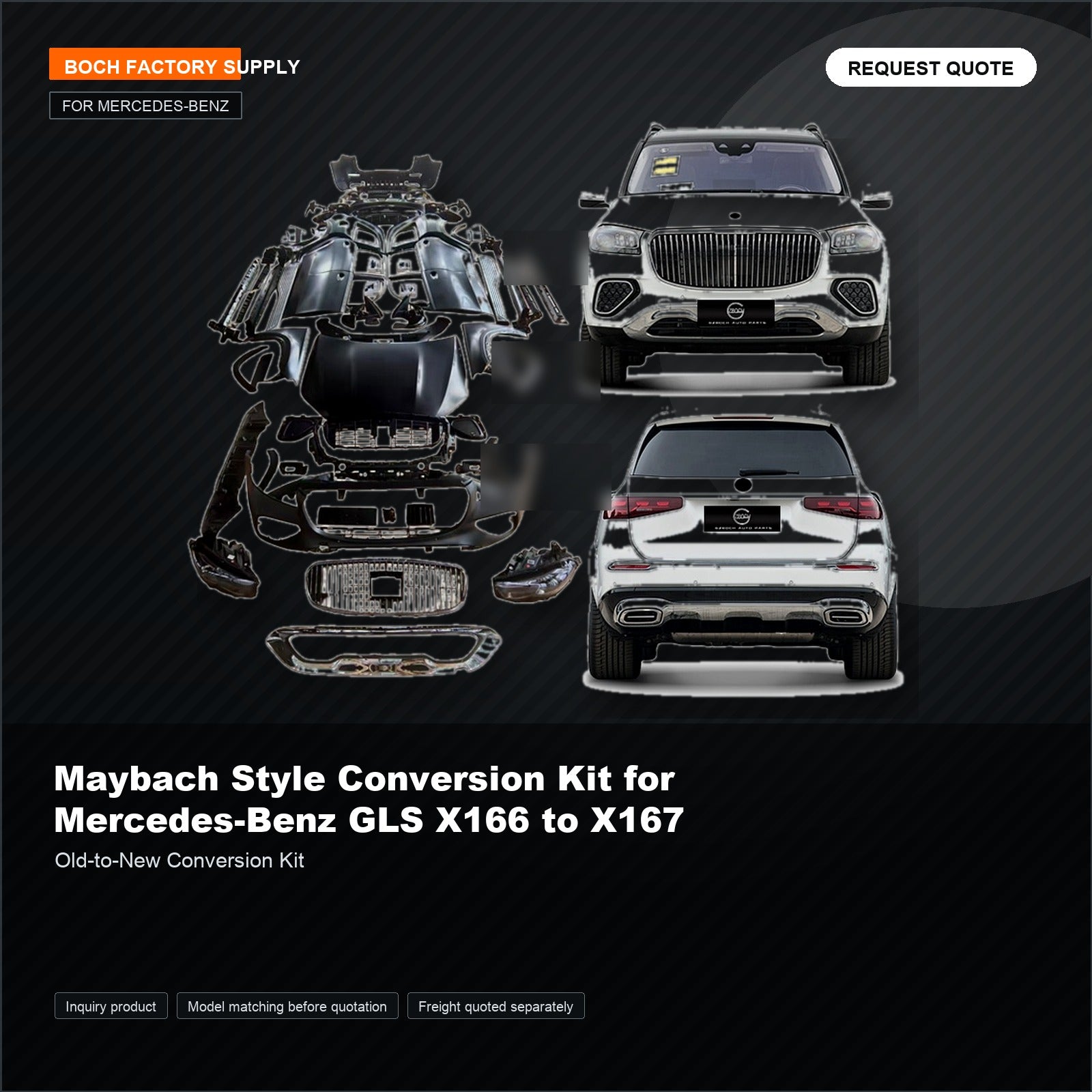 Maybach Style Conversion Kit for Mercedes-Benz GLS X166 to X167