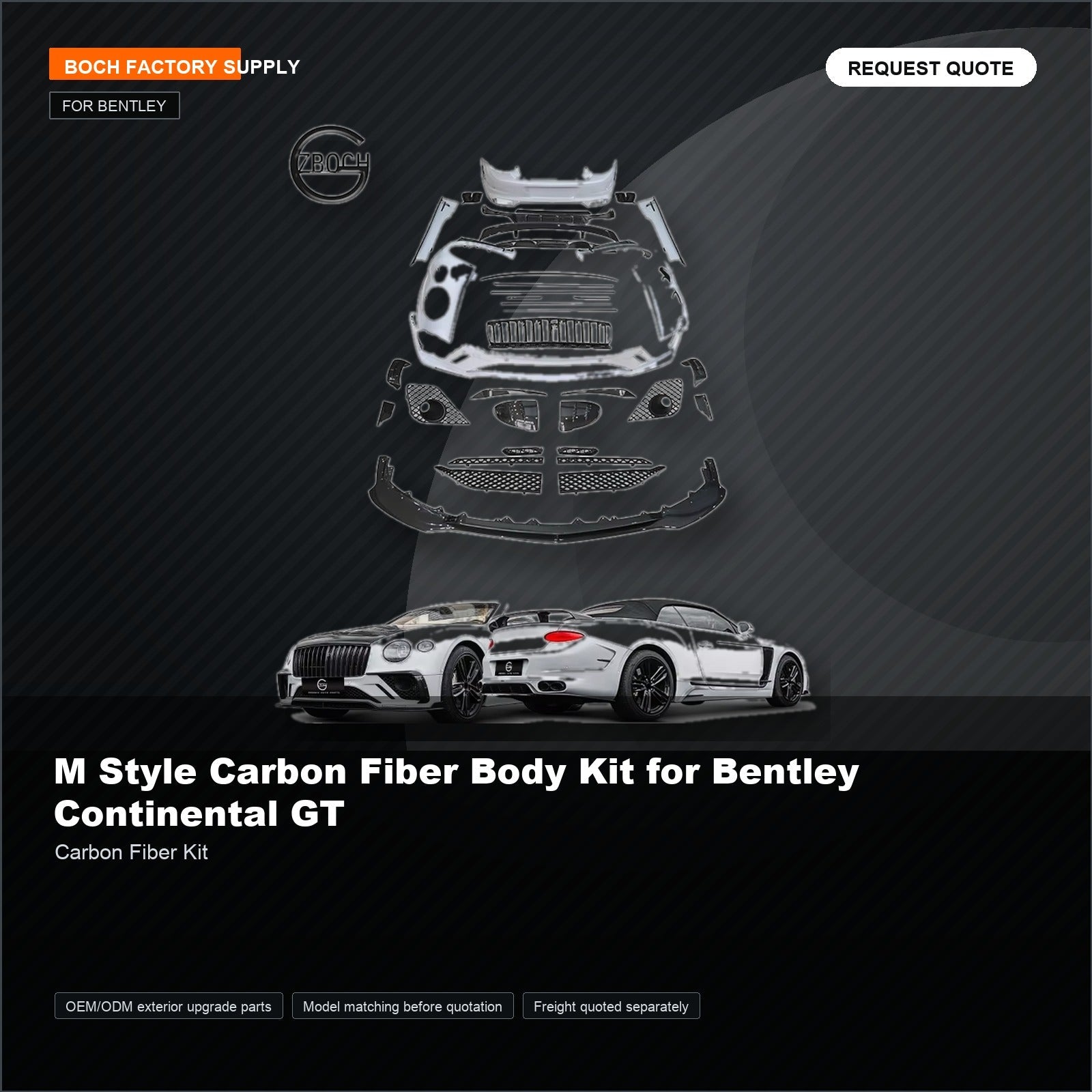 M Style Carbon Fiber Body Kit for Bentley Continental GT
