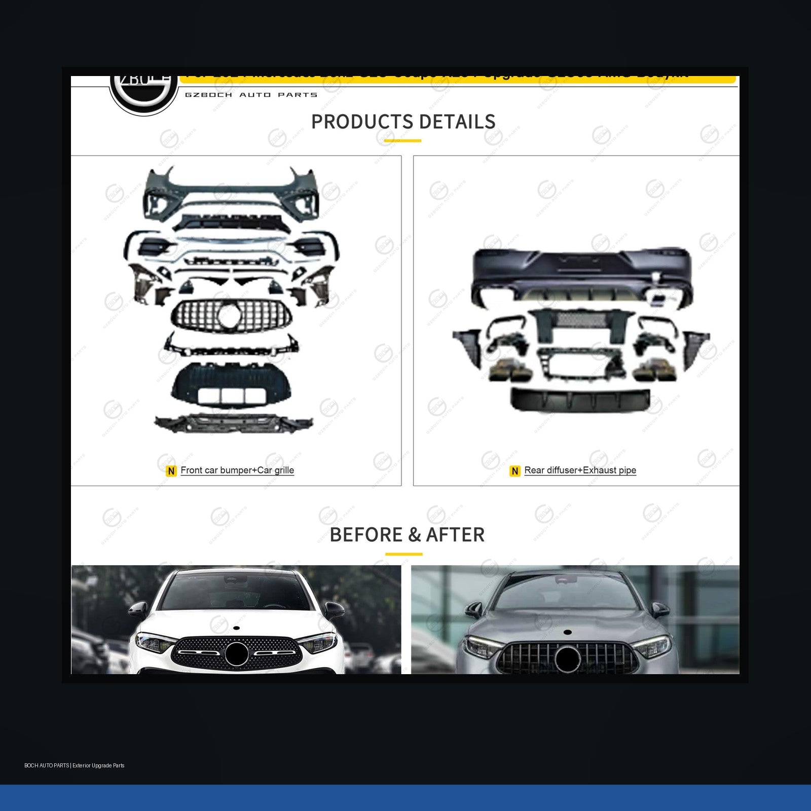 GLC63 AMG style body kit for Mercedes-Benz GLC Coupe X254 black background product image