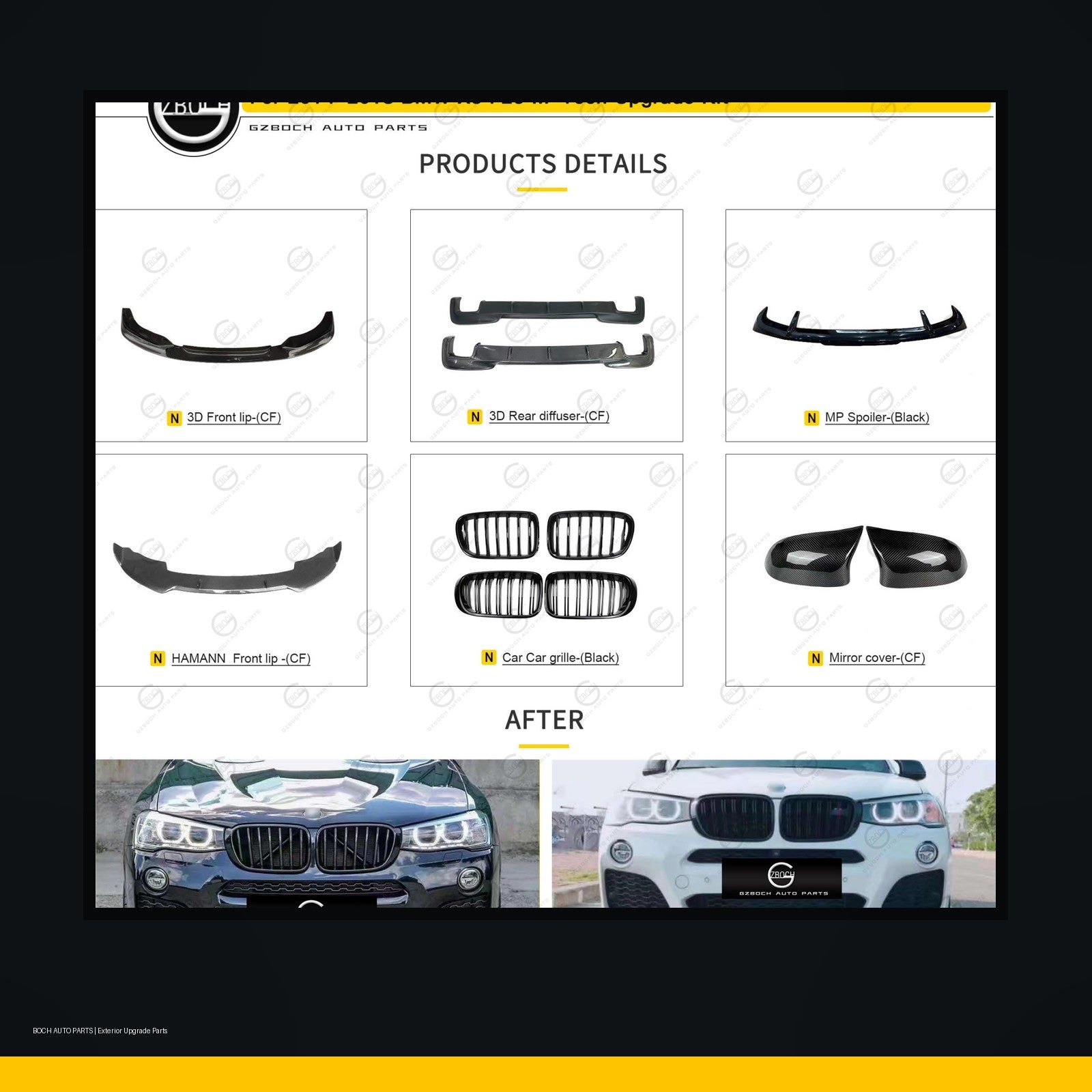 M-Tech style body kit for BMW X3 F25 black background product image
