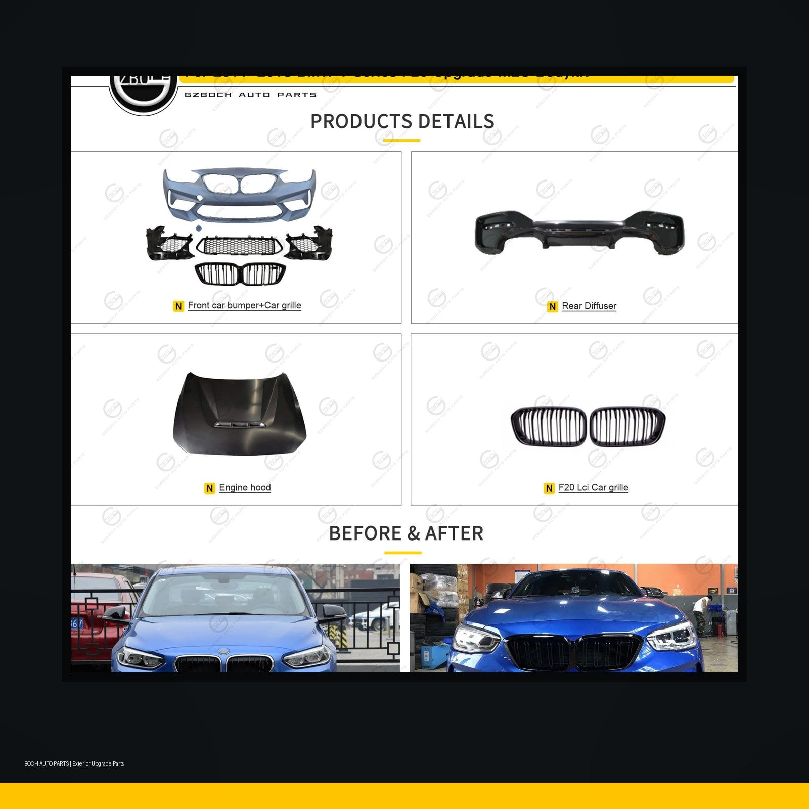 M2C style body kit for BMW 1 Series F20 black background product image