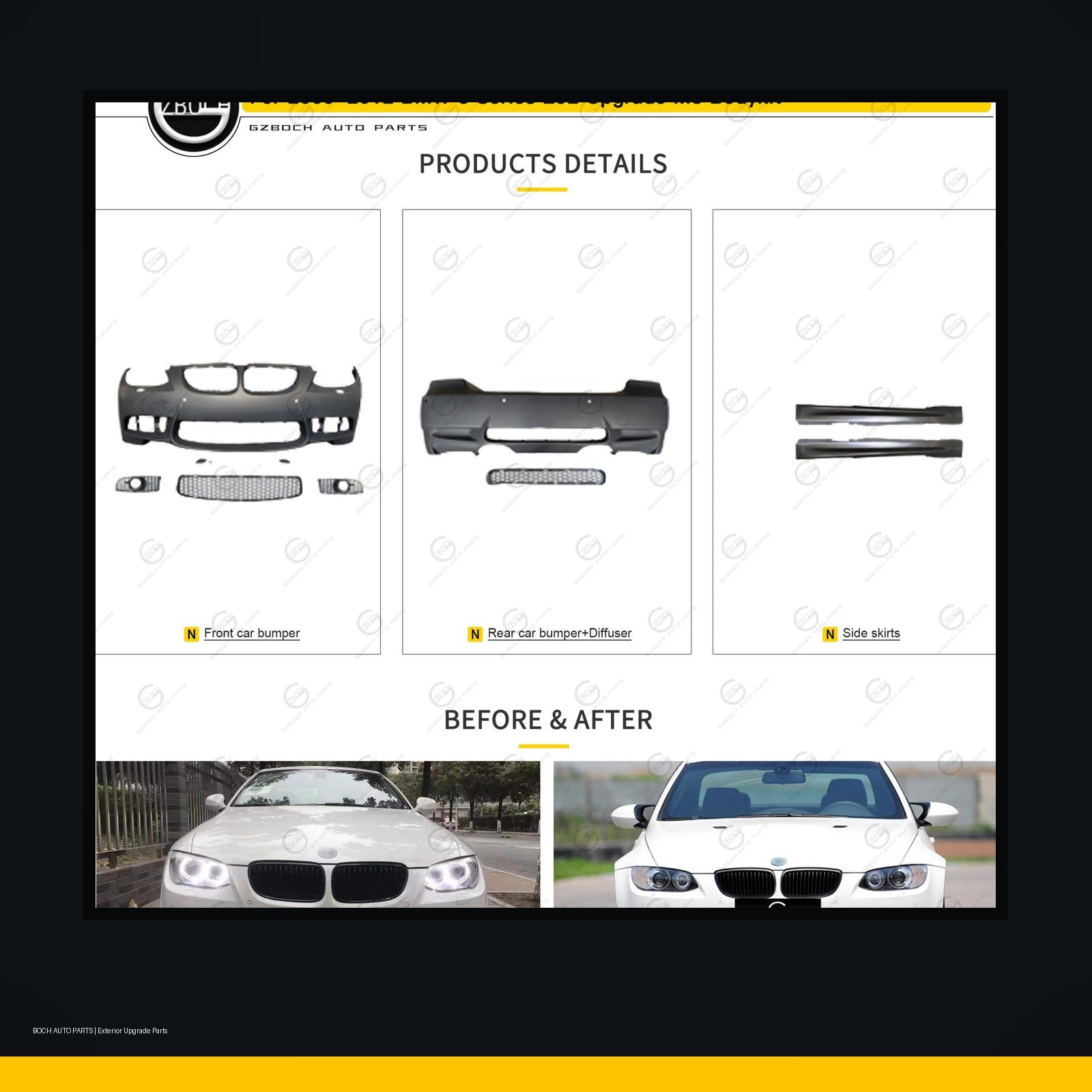 M3 style body kit for BMW 3 Series E92 black background product image