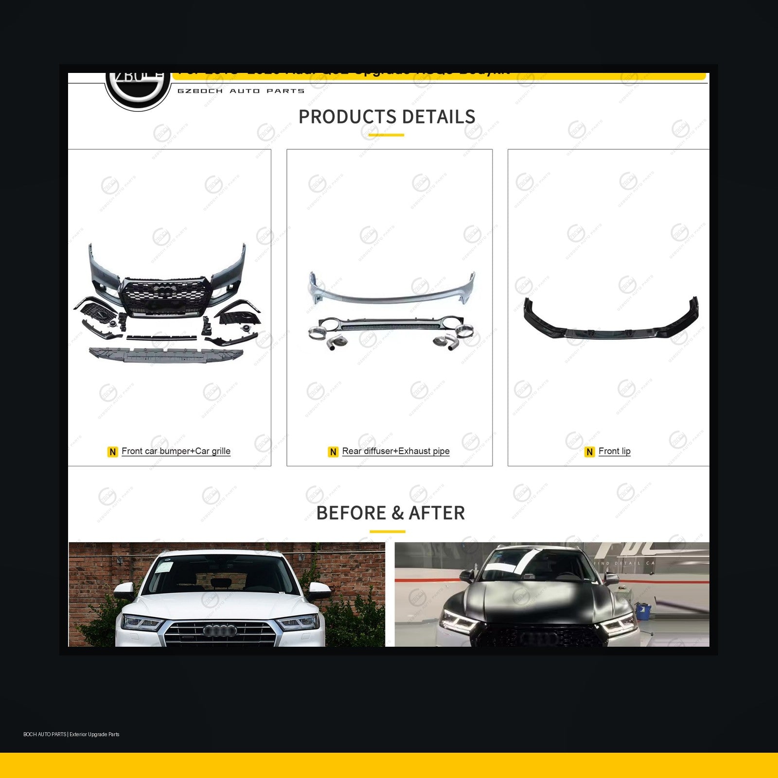 RSQ3 style body kit for Audi Q3 black background product image
